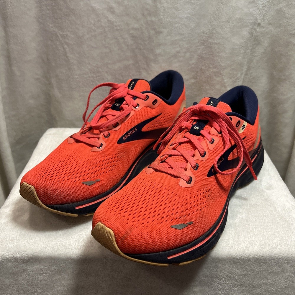 Brooks Ghost 15 Running Shoes Men's 11.5 Women's 13 Orange Navy 1203801B657